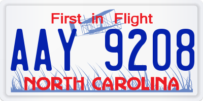 NC license plate AAY9208