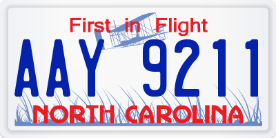 NC license plate AAY9211