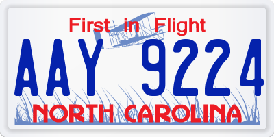 NC license plate AAY9224