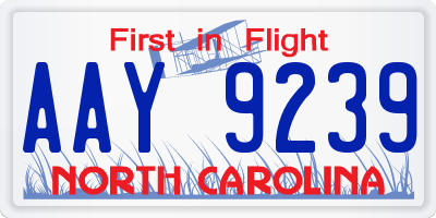 NC license plate AAY9239