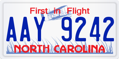 NC license plate AAY9242