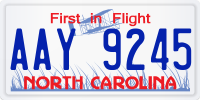 NC license plate AAY9245