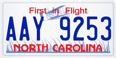 NC license plate AAY9253