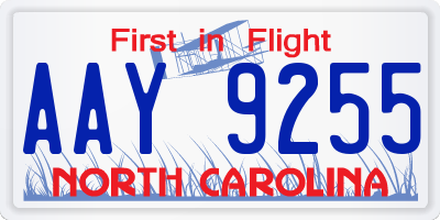 NC license plate AAY9255