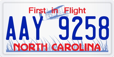 NC license plate AAY9258