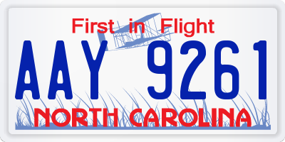 NC license plate AAY9261