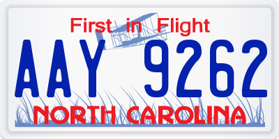 NC license plate AAY9262