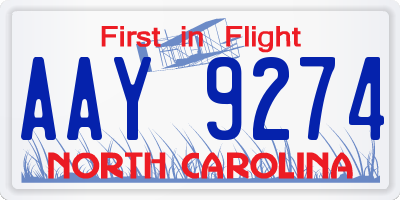 NC license plate AAY9274