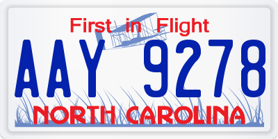 NC license plate AAY9278