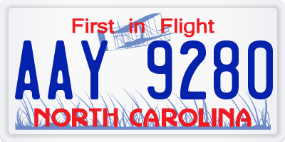 NC license plate AAY9280