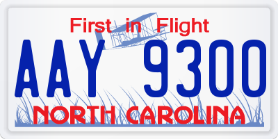 NC license plate AAY9300