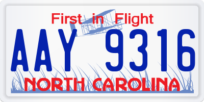 NC license plate AAY9316