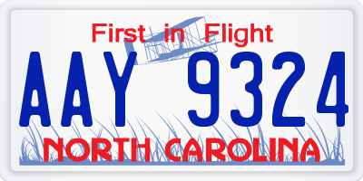 NC license plate AAY9324