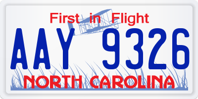 NC license plate AAY9326