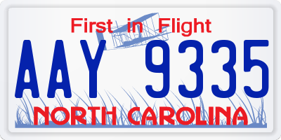 NC license plate AAY9335