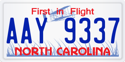 NC license plate AAY9337