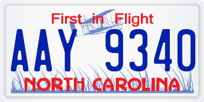 NC license plate AAY9340