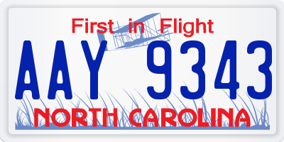 NC license plate AAY9343