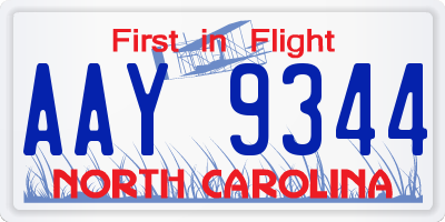 NC license plate AAY9344