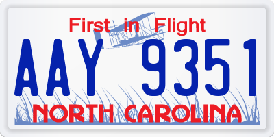NC license plate AAY9351