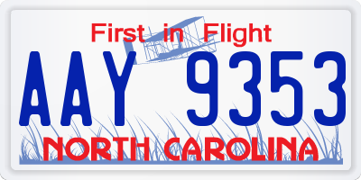 NC license plate AAY9353