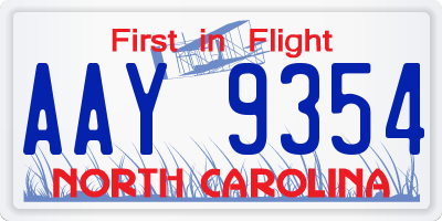 NC license plate AAY9354