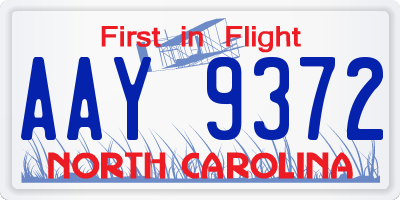 NC license plate AAY9372