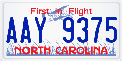 NC license plate AAY9375