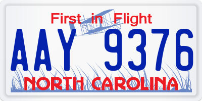 NC license plate AAY9376
