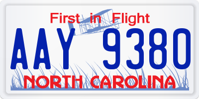 NC license plate AAY9380