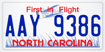 NC license plate AAY9386