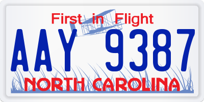 NC license plate AAY9387