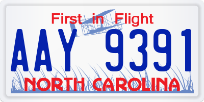 NC license plate AAY9391