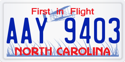 NC license plate AAY9403