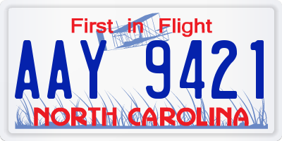 NC license plate AAY9421