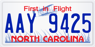 NC license plate AAY9425