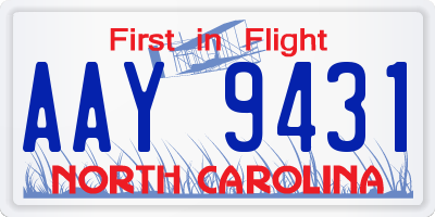 NC license plate AAY9431