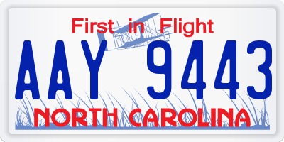 NC license plate AAY9443