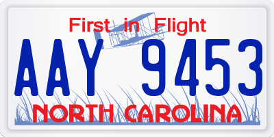 NC license plate AAY9453