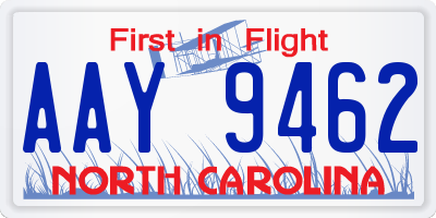 NC license plate AAY9462