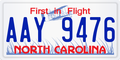 NC license plate AAY9476