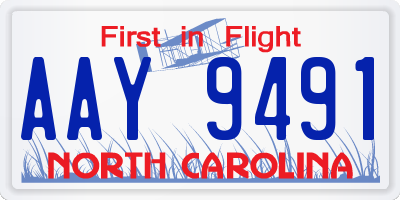 NC license plate AAY9491
