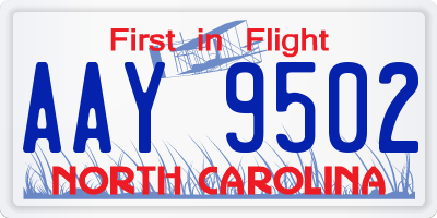 NC license plate AAY9502