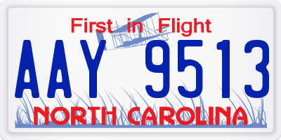 NC license plate AAY9513