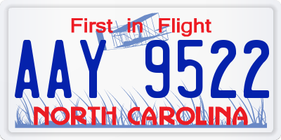 NC license plate AAY9522
