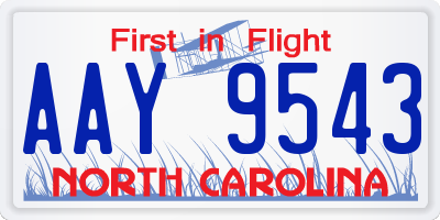 NC license plate AAY9543