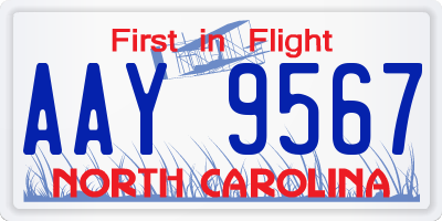 NC license plate AAY9567