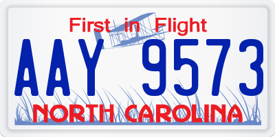 NC license plate AAY9573