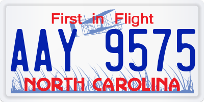 NC license plate AAY9575