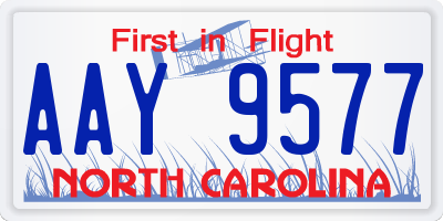 NC license plate AAY9577